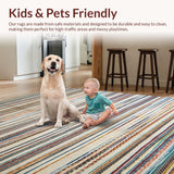 Ultra Soft Area Rug, Non Slip, Stain Resistant, Washable Area Rugs for Living Room, Bedroom, Inviting Warm Toned Stripe Composition(Orange)