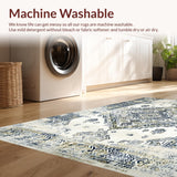 Ultra Soft Area Rug, Non Slip, Stain Resistant, Washable Area Rugs for Living Room, Bedroom, Refined Classic Tiled Arrangement(White)