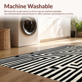 Ultra Soft Area Rug, Non Slip, Stain Resistant, Washable Area Rugs for Living Room, Bedroom, Chic Abstract Animal Print Aesthetic(Black)