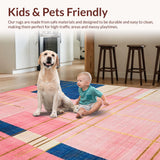 Ultra Soft Area Rug, Non Slip, Stain Resistant, Washable Area Rugs for Living Room, Bedroom, Vivid Abstract Geometric Fusion(Pink)