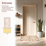 Ultra Soft Area Rug, Non Slip, Stain Resistant, Washable Area Rugs for Living Room, Bedroom, Boho Chic Floral Area Non Slip Kid Safe Low Pile(Beige)