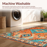 Ultra Soft Area Rug, Non Slip, Stain Resistant, Washable Area Rugs for Living Room, Bedroom, Playful Rustic Diamond Arrangement(Orange)