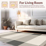 Ultra Soft Area Rug, Non Slip, Stain Resistant, Washable Area Rugs for Living Room, Bedroom, Unique Earth Tone Graphic Pattern(Beige)