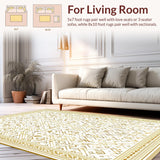 Ultra Soft Area Rug, Non Slip, Stain Resistant, Washable Area Rugs for Living Room, Bedroom, Contemporary Soft Tiled Composition(White)