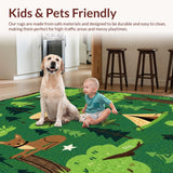 Ultra Soft Area Rug, Non Slip, Stain Resistant, Washable Area Rugs for Living Room, Bedroom, Dynamic Scenic Mountain Landscape(Green)