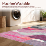 Ultra Soft Area Rug, Non Slip, Stain Resistant, Washable Area Rugs for Living Room, Bedroom, Contemporary Soft Abstract Waves(Gray)
