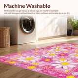 Ultra Soft Area Rug, Non Slip, Stain Resistant, Washable Area Rugs for Living Room, Bedroom, Elegant Soft Pink Botanical Pattern(Pink)