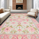 Ultra Soft Area Rug, Non Slip, Stain Resistant, Washable Area Rugs for Living Room, Bedroom, Soft Pink Abstract Motif(Pink)