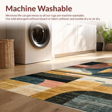 Ultra Soft Area Rug, Non Slip, Stain Resistant, Washable Area Rugs for Living Room, Bedroom, Geometric Surfboard Rug Bold Design(Gold)