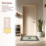 Ultra Soft Area Rug, Non Slip, Stain Resistant, Washable Area Rugs for Living Room, Bedroom, Rustic Neutral Tone Floral Pattern(White)