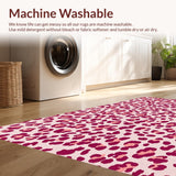 Ultra Soft Area Rug, Non Slip, Stain Resistant, Washable Area Rugs for Living Room, Bedroom, Modern Baby Pink Leopard Print Nursery Rug(Pink)