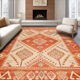 Ultra Soft Area Rug, Non Slip, Stain Resistant, Washable Area Rugs for Living Room, Bedroom, Elegant Vintage Patterned Accent(Red)
