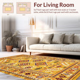 Ultra Soft Area Rug, Non Slip, Stain Resistant, Washable Area Rugs for Living Room, Bedroom, Charming Crochet Detail Accent(Yellow)