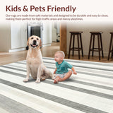 Ultra Soft Area Rug, Non Slip, Stain Resistant, Washable Area Rugs for Living Room, Bedroom, Contemporary Dual Tone Stripe Carpet with Modern Minimalist Layout(Black)