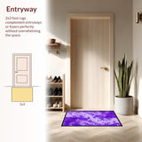 Ultra Soft Area Rug, Non Slip, Stain Resistant, Washable Area Rugs for Living Room, Bedroom, Trendy Funky Circular Motif(Purple)