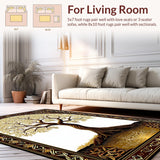 Ultra Soft Area Rug, Non Slip, Stain Resistant, Washable Area Rugs for Living Room, Bedroom, Transitional Ethnic Design Sensibility(Gold)