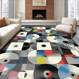 Ultra Soft Area Rug, Non Slip, Stain Resistant, Washable Area Rugs for Living Room, Bedroom, Lively Multicolor Circular Pattern(Gray)