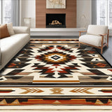 Ultra Soft Area Rug, Non Slip, Stain Resistant, Washable Area Rugs for Living Room, Bedroom, Rustic Earthy Tribal Motif(Beige)