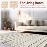 Ultra Soft Area Rug, Non Slip, Stain Resistant, Washable Area Rugs for Living Room, Bedroom, Contemporary Black & White Band Pattern Rug with Precision Striped Motifs(Black)