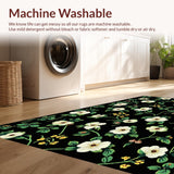 Ultra Soft Area Rug, Non Slip, Stain Resistant, Washable Area Rugs for Living Room, Bedroom, Lush Tropical Leaf Patterned Design(White)