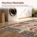 Ultra Soft Area Rug, Non Slip, Stain Resistant, Washable Area Rugs for Living Room, Bedroom, Boho Chic Area Low Pile Abstract Print(Red)