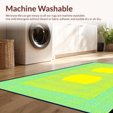 Ultra Soft Area Rug, Non Slip, Stain Resistant, Washable Area Rugs for Living Room, Bedroom, Sunny Playful Curved Motif(Yellow)