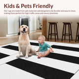 Ultra Soft Area Rug, Non Slip, Stain Resistant, Washable Area Rugs for Living Room, Bedroom, Classic Monochrome Striped Decor Rug with Contemporary Linear Design(Black)