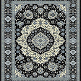 Ultra Soft Area Rug, Non Slip, Stain Resistant, Washable Area Rugs for Living Room, Bedroom, Striking Ogee Pattern in Monochrome(Black)