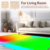 Ultra Soft Area Rug, Non Slip, Stain Resistant, Washable Area Rugs for Living Room, Bedroom, Playful Fuzzy Rainbow Wave Motif(Red)