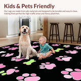 Ultra Soft Area Rug, Non Slip, Stain Resistant, Washable Area Rugs for Living Room, Bedroom, Lively Flannel Pet Print Design(Pink)