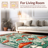 Ultra Soft Area Rug, Non Slip, Stain Resistant, Washable Area Rugs for Living Room, Bedroom, Whimsical Cozy Nature Motif(Red)