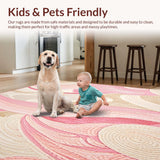 Ultra Soft Area Rug, Non Slip, Stain Resistant, Washable Area Rugs for Living Room, Bedroom, Glamorous Abstract Swirl Pink Beige Bath(Pink)