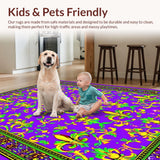 Ultra Soft Area Rug, Non Slip, Stain Resistant, Washable Area Rugs for Living Room, Bedroom, Lively Traditional Carnival Aesthetic(Purple)