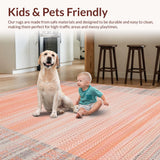 Ultra Soft Area Rug, Non Slip, Stain Resistant, Washable Area Rugs for Living Room, Bedroom, Elegant Soft Pink Diamond Motif(Orange)