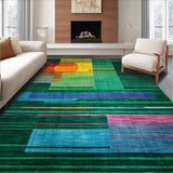 Ultra Soft Area Rug, Non Slip, Stain Resistant, Washable Area Rugs for Living Room, Bedroom, Rustic Soft Geometric Lines(Green)
