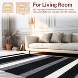 Ultra Soft Area Rug, Non Slip, Stain Resistant, Washable Area Rugs for Living Room, Bedroom, Sleek Abstract Monochrome Lines(Black)