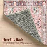 Ultra Soft Area Rug, Non Slip, Stain Resistant, Washable Area Rugs for Living Room, Bedroom, Stylish Circular Pastel Harmony(Pink)