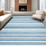 Ultra Soft Area Rug, Non Slip, Stain Resistant, Washable Area Rugs for Living Room, Bedroom, Sky-Toned Rustic Weave Charm(Blue)