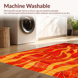 Ultra Soft Area Rug, Non Slip, Stain Resistant, Washable Area Rugs for Living Room, Bedroom, Energetic Warm-toned Abstract Print(Red)