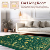Ultra Soft Area Rug, Non Slip, Stain Resistant, Washable Area Rugs for Living Room, Bedroom, Eclectic Insect Botanical Motif(Green)