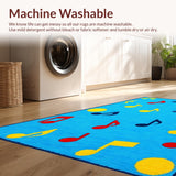Ultra Soft Area Rug, Non Slip, Stain Resistant, Washable Area Rugs for Living Room, Bedroom, Cheerful Rhythmic Round Design(Blue)