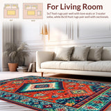 Ultra Soft Area Rug, Non Slip, Stain Resistant, Washable Area Rugs for Living Room, Bedroom, Chic Color Splash Pattern(Red)