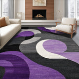 Ultra Soft Area Rug, Non Slip, Stain Resistant, Washable Area Rugs for Living Room, Bedroom, Dynamic Contemporary Striped Aesthetic(Purple)