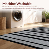 Ultra Soft Area Rug, Non Slip, Stain Resistant, Washable Area Rugs for Living Room, Bedroom, Sleek Minimalist Striped Motif(Black)