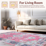 Ultra Soft Area Rug, Non Slip, Stain Resistant, Washable Area Rugs for Living Room, Bedroom, Cozy Warm-Toned Lattice Design(Pink)