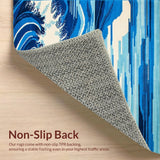 Ultra Soft Area Rug, Non Slip, Stain Resistant, Washable Area Rugs for Living Room, Bedroom, Serene Blue Tidal Pattern(Blue)