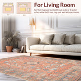 Ultra Soft Area Rug, Non Slip, Stain Resistant, Washable Area Rugs for Living Room, Bedroom, Vibrant Seal Pattern Aesthetic(Orange)