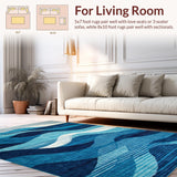 Ultra Soft Area Rug, Non Slip, Stain Resistant, Washable Area Rugs for Living Room, Bedroom, Colorful Coastal Abstract Waves(Blue)