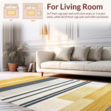 Ultra Soft Area Rug, Non Slip, Stain Resistant, Washable Area Rugs for Living Room, Bedroom, Sleek Modern Geometric Fusion(Gold)
