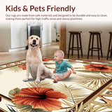 Tropical Paradise Indoor Area Rug With Elegant Floral Pattern(Beige)